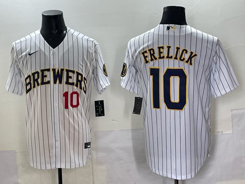 Men Milwaukee Brewers #10 Frelick white 2025 Nike NFL JERSEY 003